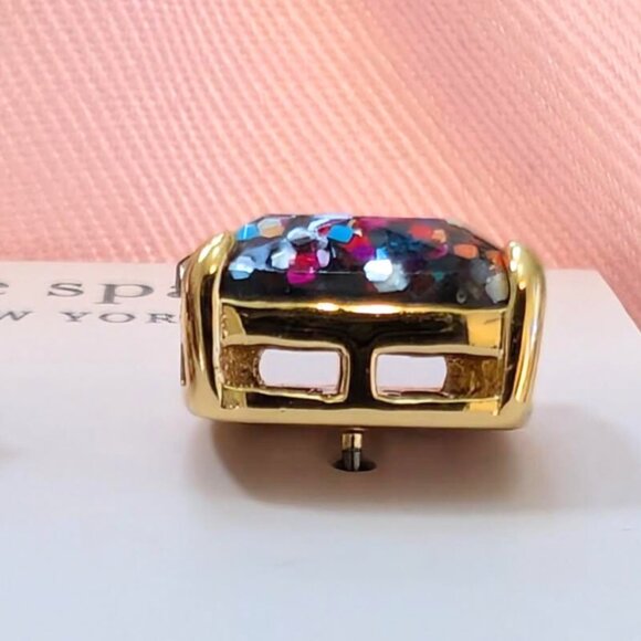 NWT | KATE SPADE NEW YORK Square Stud Earrings 1/2" Gold Plated - Picture 4 of 6